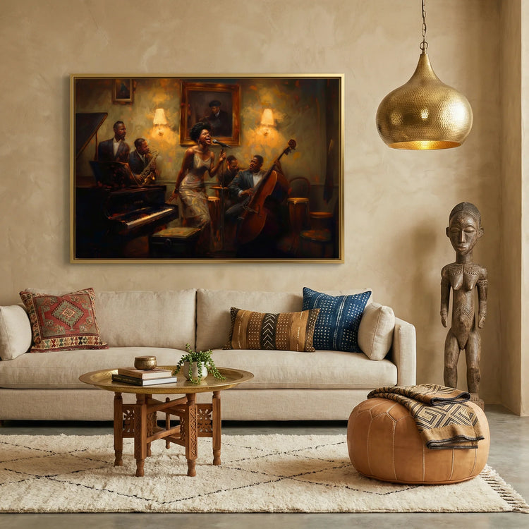 African American wall art for living room. Digital mockup.