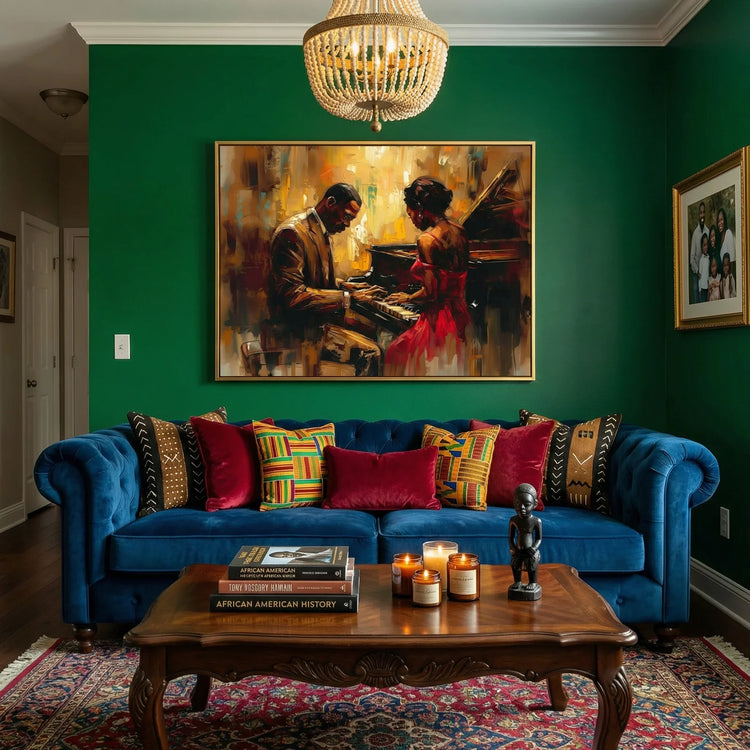 African American wall art for living room. Digital mockup.