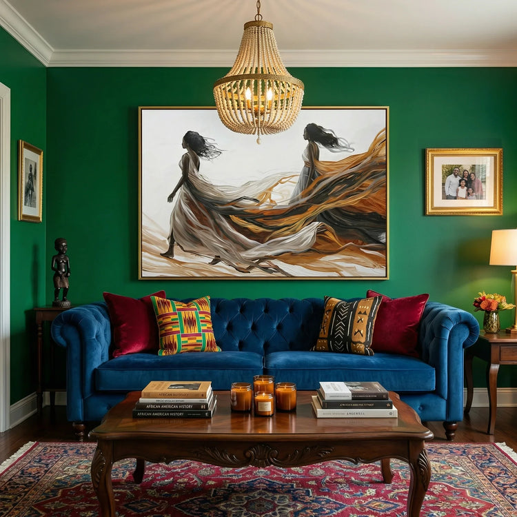 African American wall art for living room. Digital mockup.
