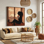 Afrohemian home decor wall art for living room. Digital mockup.