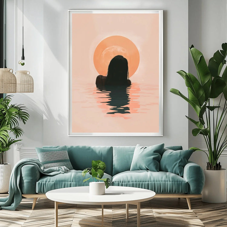 Afrohemian home decor wall art for living room. Digital mockup.