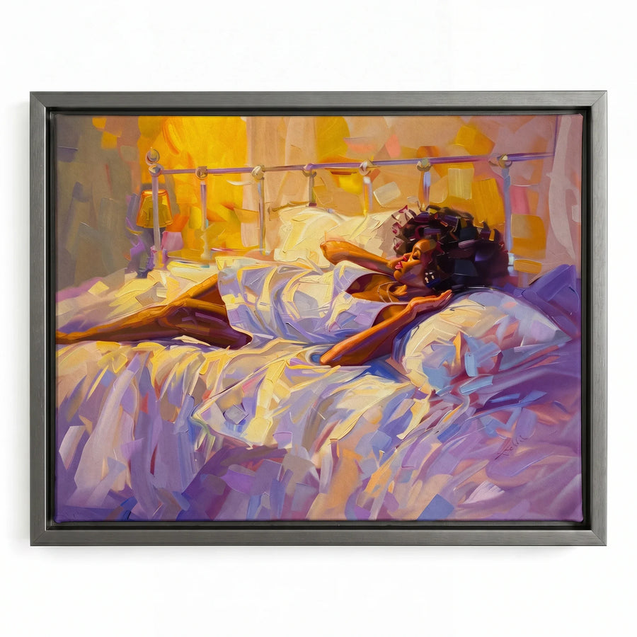 All That canvas in silver floating frame, Afrocentric wall decor. Digital mockup.