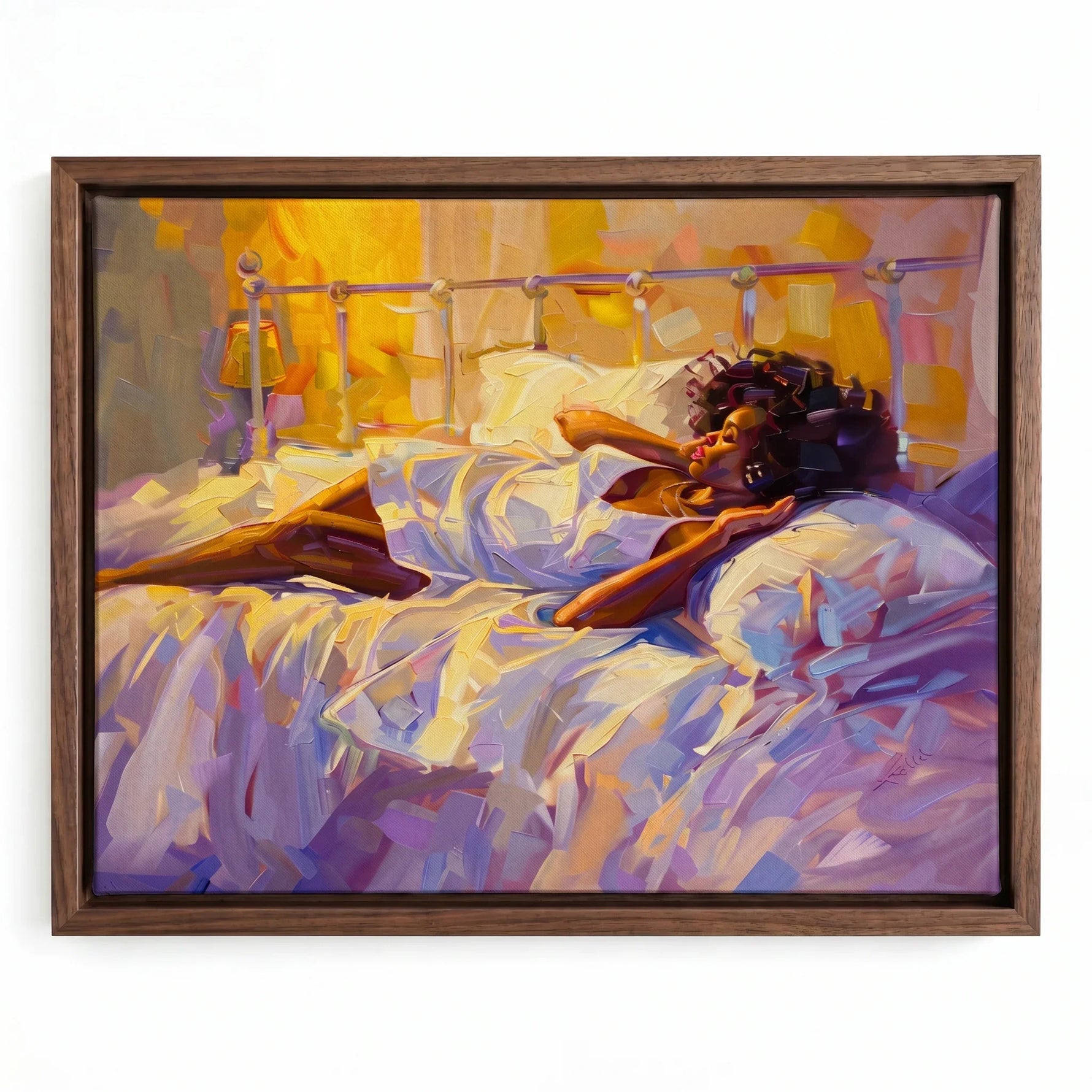All That canvas in walnut floating frame, Black woman canvas art. Digital mockup.