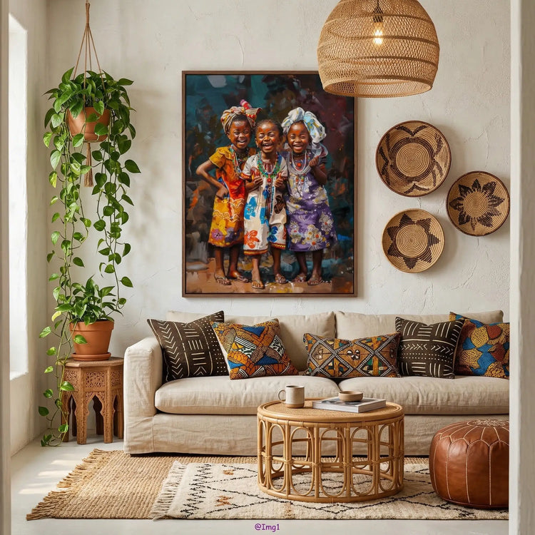 Black art for living room. Digital mockup.