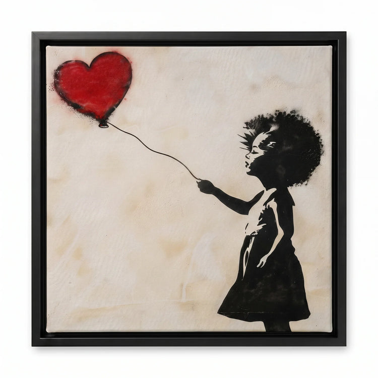 Let Go canvas in black floating frame, Modern Black art. Digital mockup.