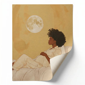 Boho Black girl rolled canvas print ready for custom framing, watercolor pregnant Black woman maternity art. Digital mockup.
