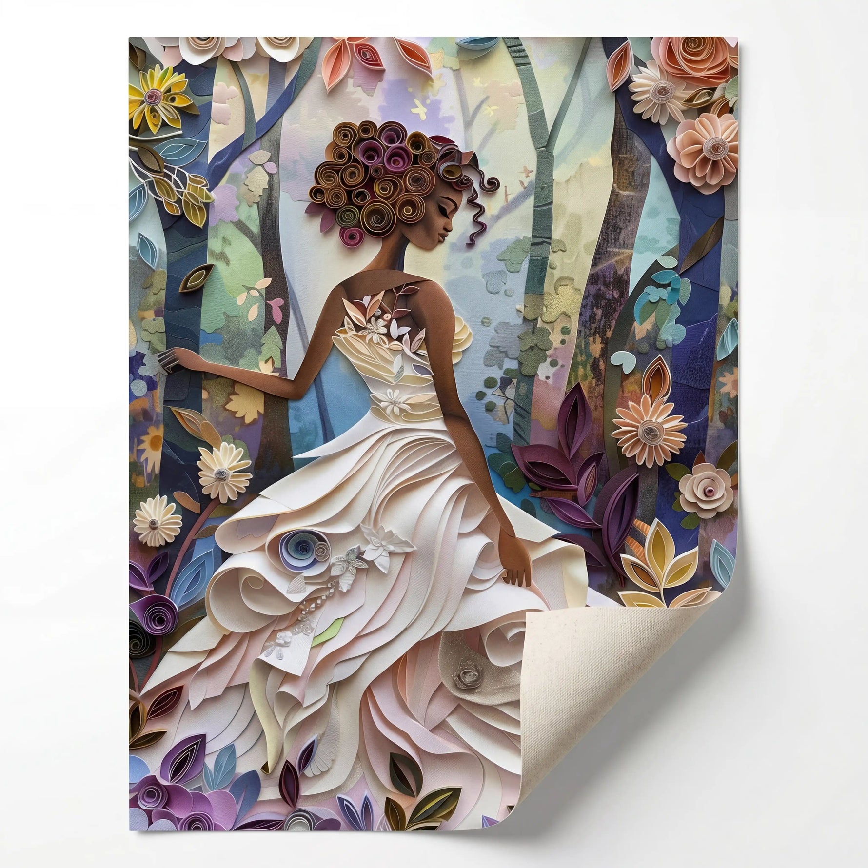 Quilted Soul canvas print rolled for custom framing, African American art. Digital mockup.